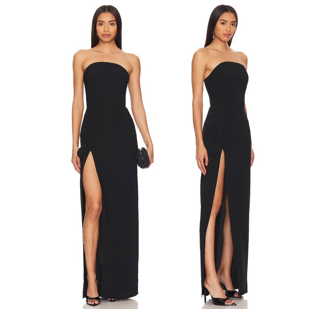 Amanda Uprichard x REVOLVE Wolfe Gown in Black Formal Maxi Dress Strapless Small